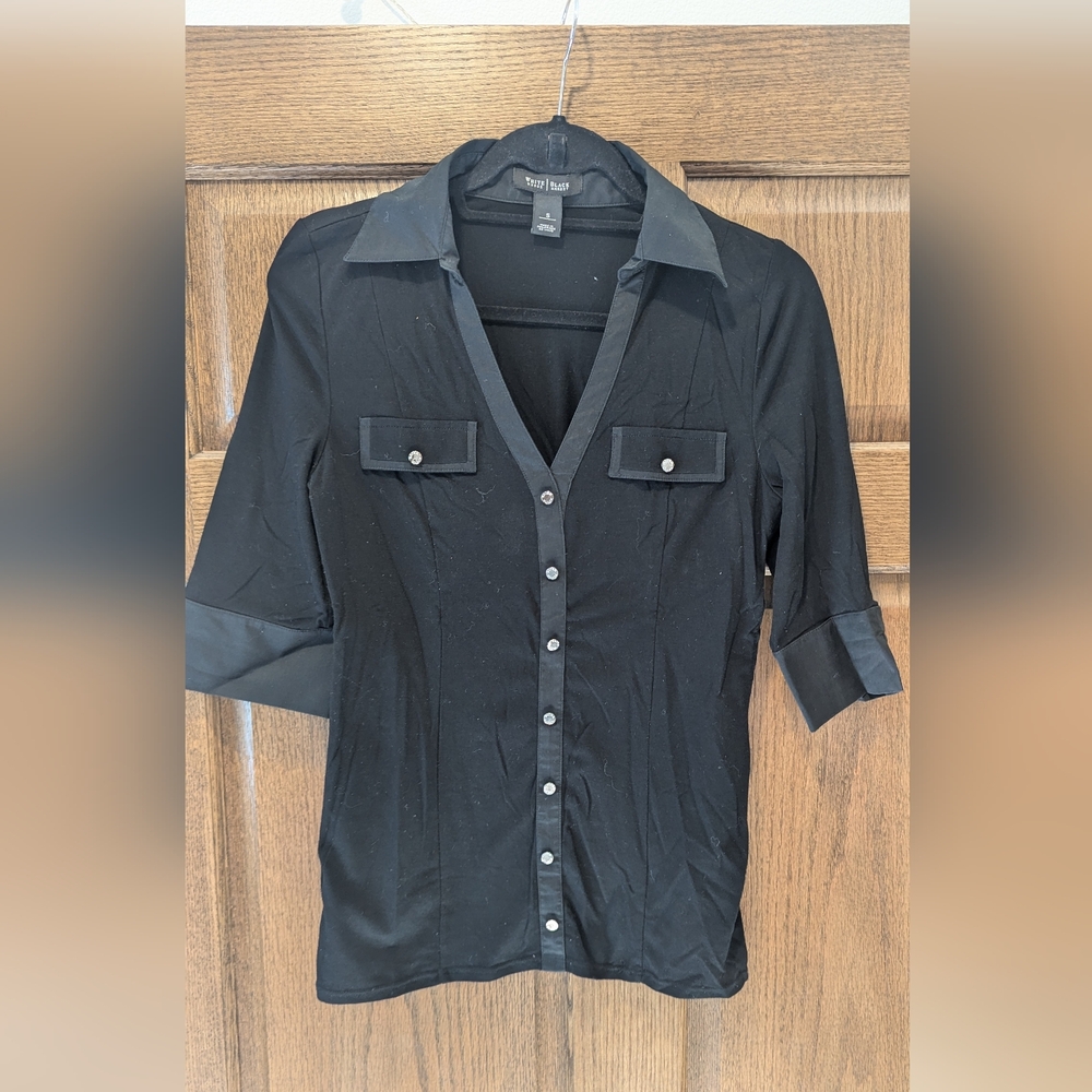 White House Black Market Black Womens Shirt- Small